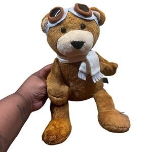 Manhattan Toy Aviator Pilot Airplane Googles Teddy Bear Plush Doll Stuffed 14”